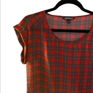 Express Plaid Sheer Holiday Tunic